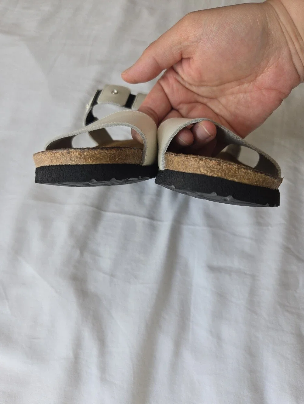 Naot Ashley White Leather Rhinestone Slide Sandals Size 42 (US 11)
